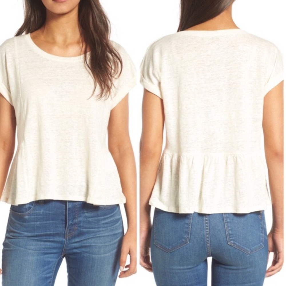 Madewell Peplum Linen Top Sz L